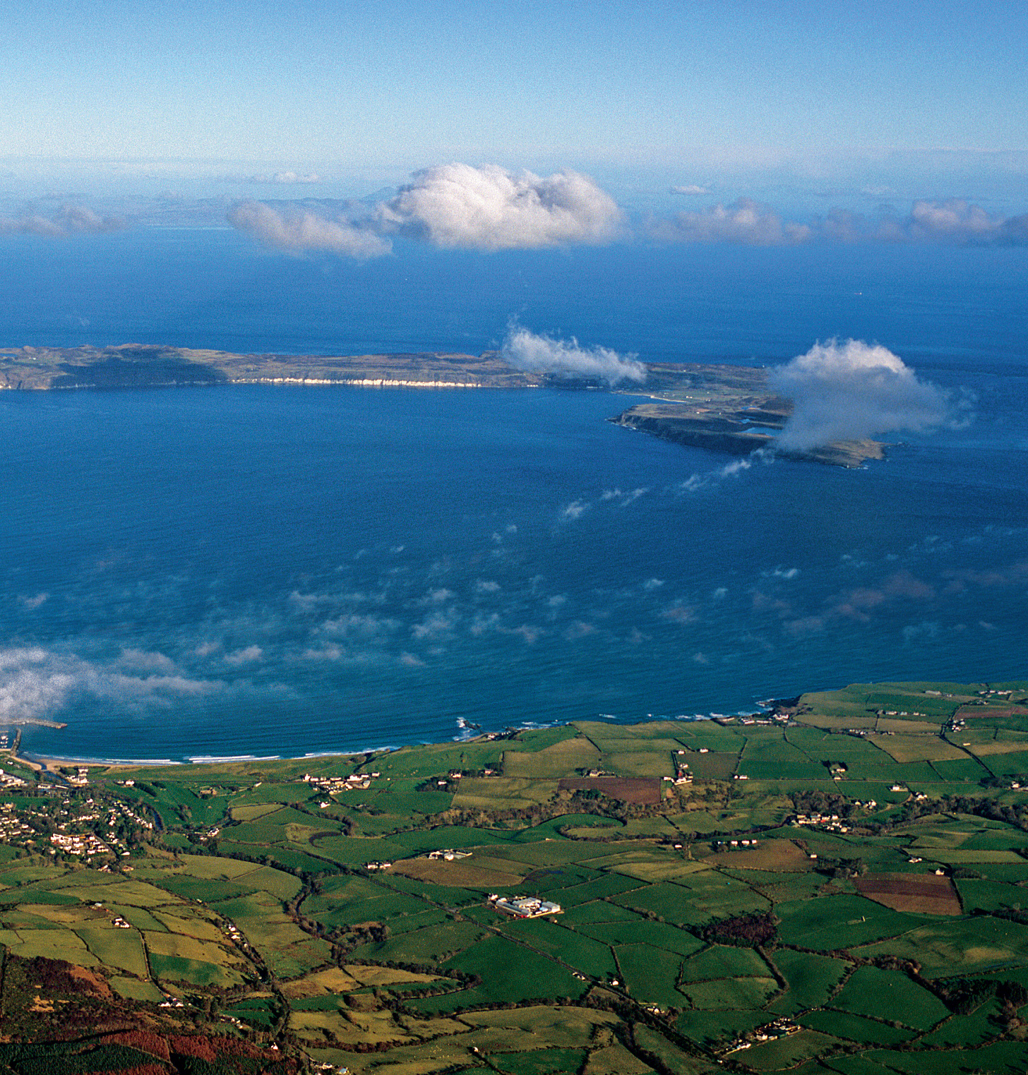 Rathlin Island, with the north Antrim coast in the foreground.