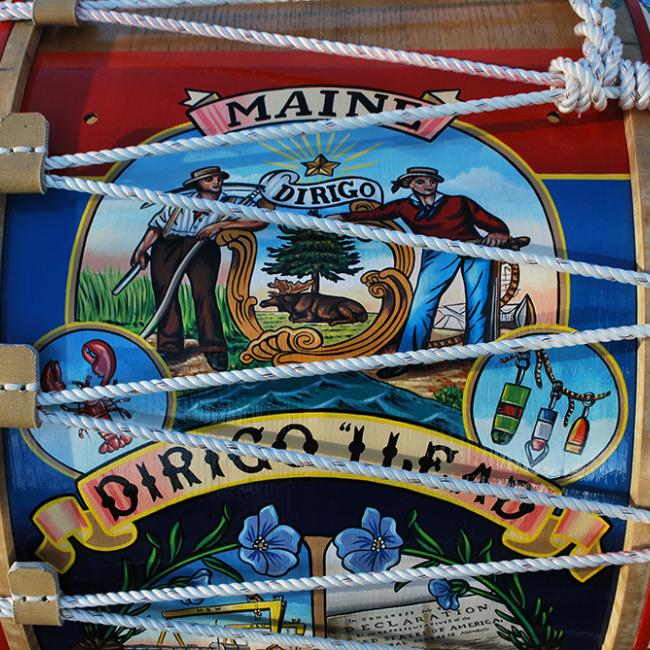 Top of the drum with the Maine Seal
