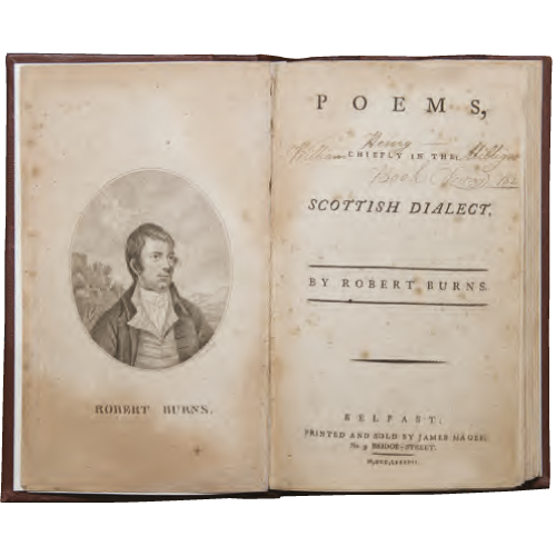 Title page of Poems, Chiefly in the Scottish Dialect by Robert Burns