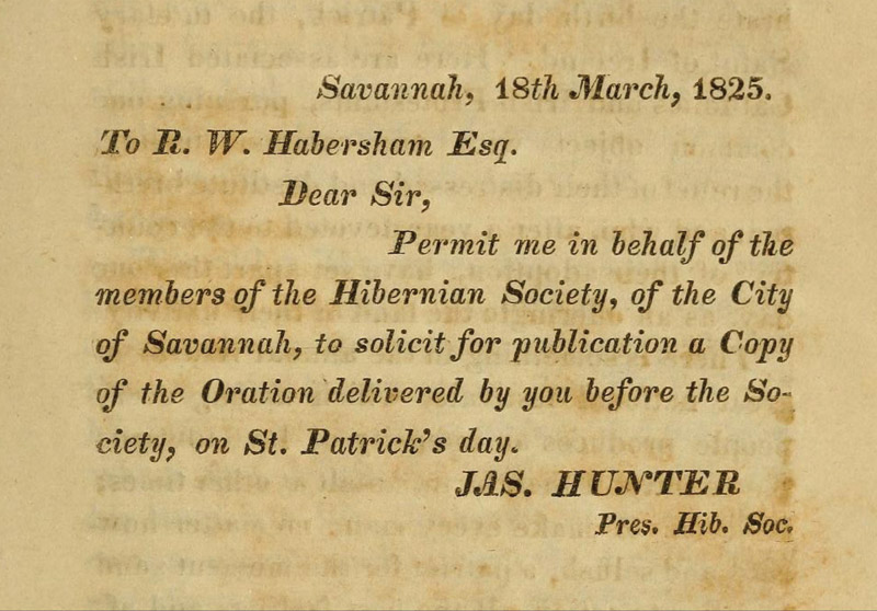 From An address delivered before the Hibernian society of the city of Savannah on the festival of St. Patrick, 1825.