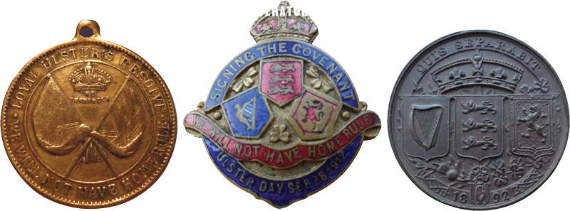 Commemorative 1912 badge and 1892 Ulster Unionist Convention medal