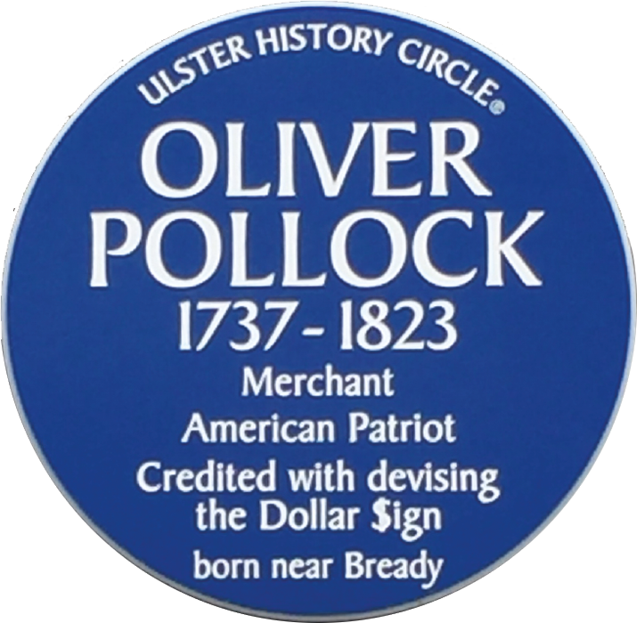 Plaque to Oliver Pollock at the Sollus Centre, Bready, County Tyrone.