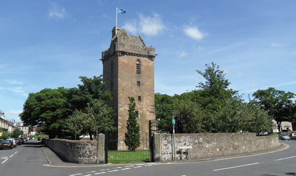 St John’s Tower, Bruce Crescent, Ayr. A black marble plaque within the park reads ‘To commemorate the Parliament of King Robert the Bruce at this Church of St John the Baptist on 26th April 1315’. It was this Parliament which approved Edward Bruce’s mission to Ireland. He set sail from Ayr to Antrim one month later.
