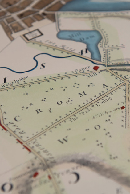 ‘The Pass Loning’ or ‘Pass Loanen’ shown on this 1791 map is today the Donegall Pass. ‘Loanen’ is the Scots language word for ‘lane’. Courtesy Linen Hall Library.