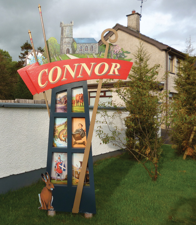 Today there are two signs on the approaches to the village of Connor which include a representation of Edward Bruce.