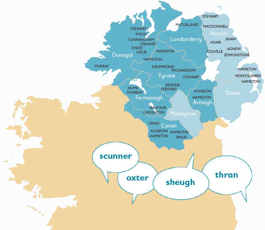 Surname Map of major Scottish landowners during the Plantation