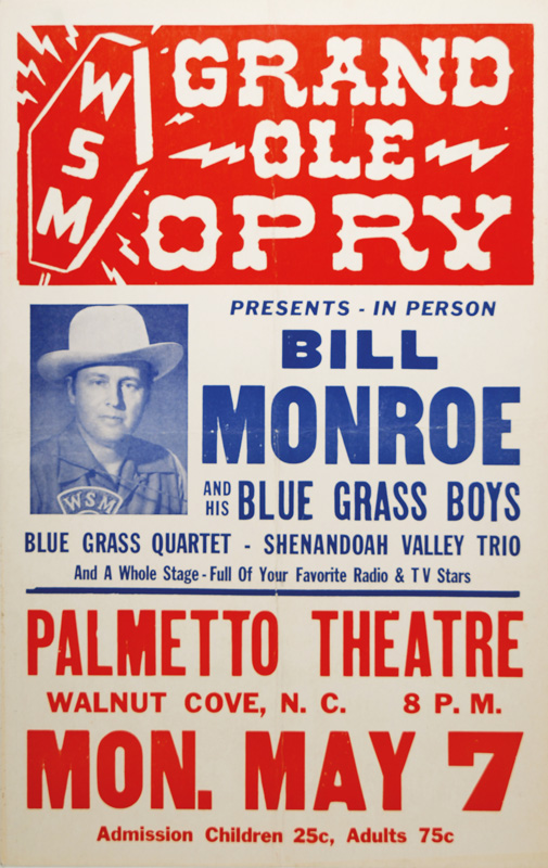 Bill Monroe poster for WSM radio’s ‘Grand Ole Opry’ broadcast