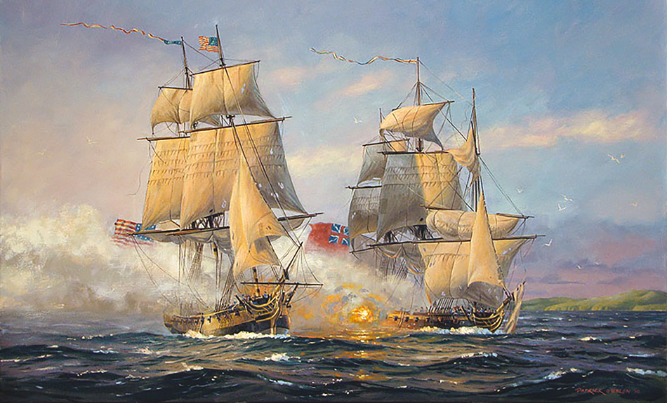 The sea battle of the Ranger and HMS Drake near Belfast Lough, April 1778