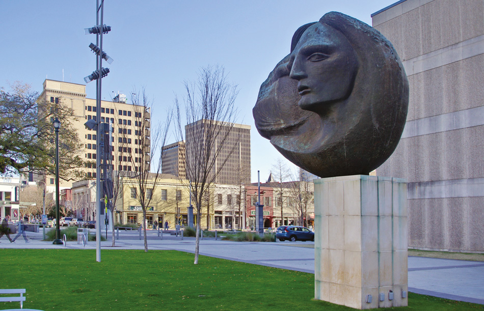 Oliver Pollock sculpture by Frank Hayden outside the Public Library of Baton Rouge, Louisiana