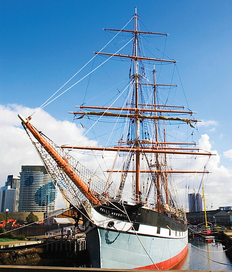 Polly Woodside, launched in 1885, is now on display in Melbourne, managed by the National Trust of Australia