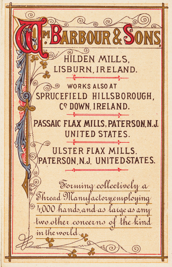 Barbour’s trade card, 1878. Courtesy Boston Public Library