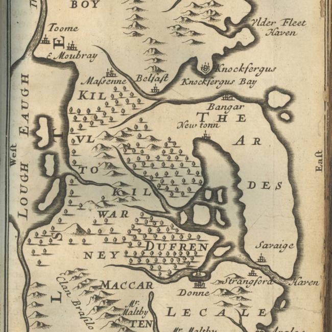 Map 1 – Sir Thomas Smith map of east Ulster, circa 1572